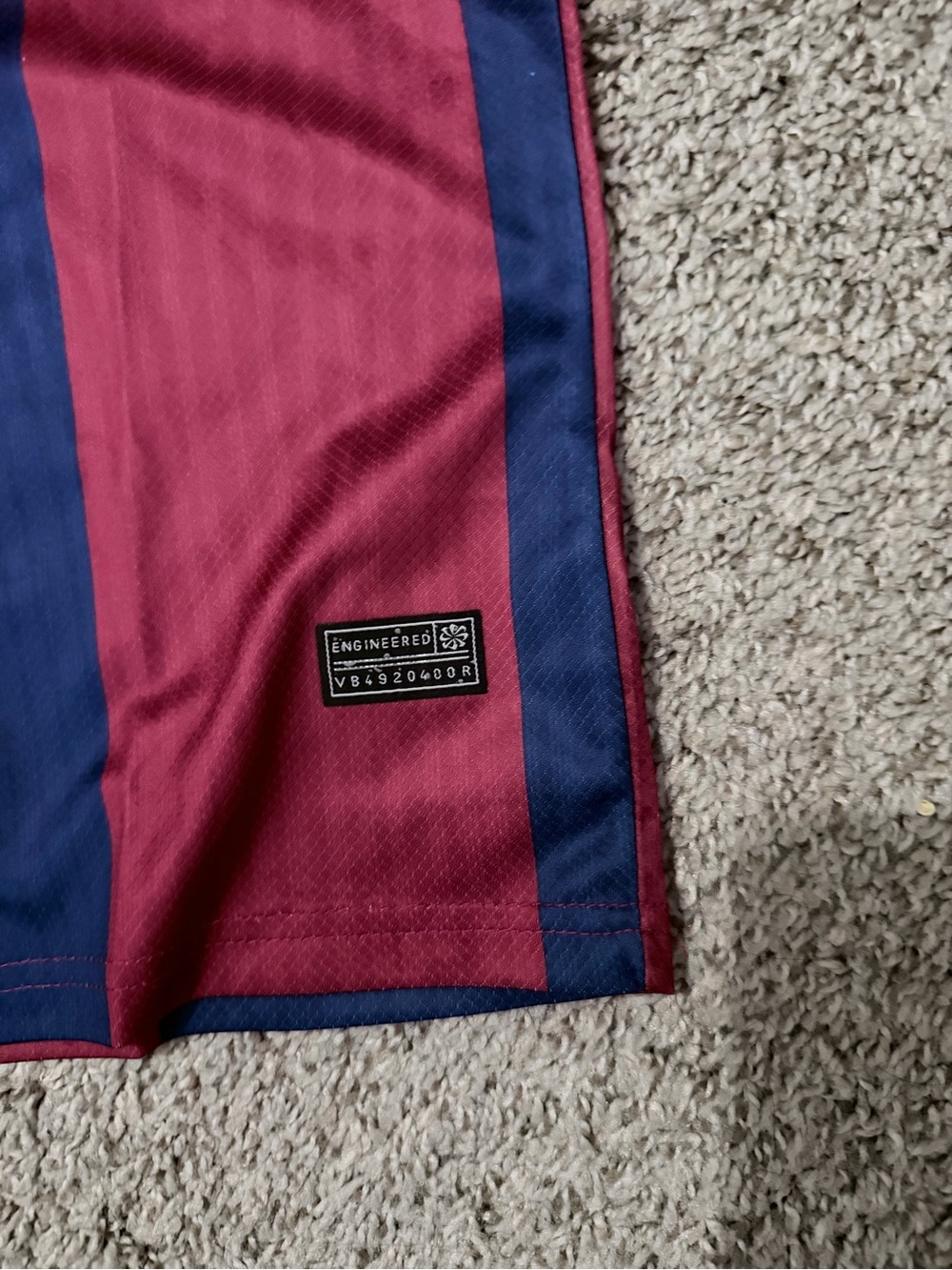 Nike Kids FC Barcelona Maroon & Navy Stripe Jersey with Yellow Accents - Picture 3 of 4